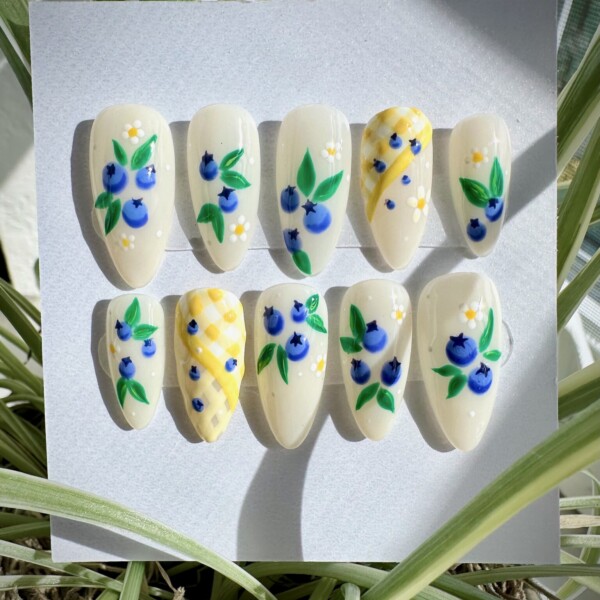 Deluxe Press-On Nails | Berry Me in Gingham (Small)