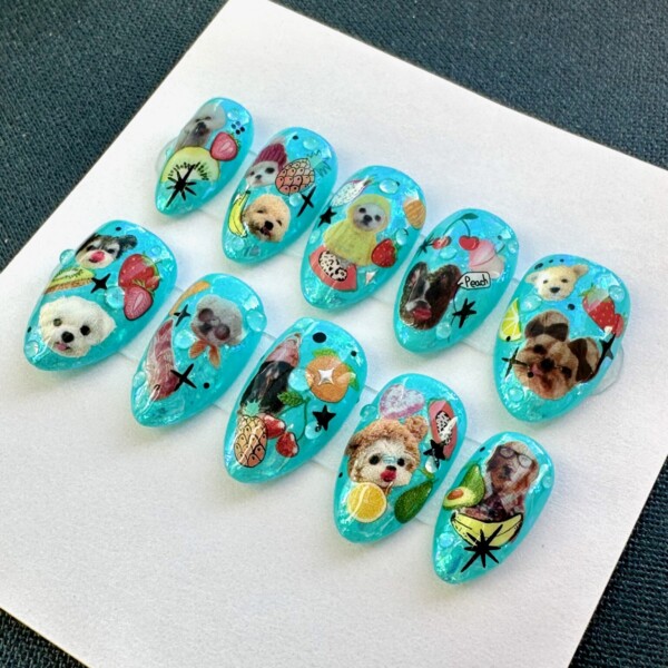 Deluxe Press-On Nails | Blue Plate Special - Goofy Dogs, Munchies & Midcentury Modern Vibes